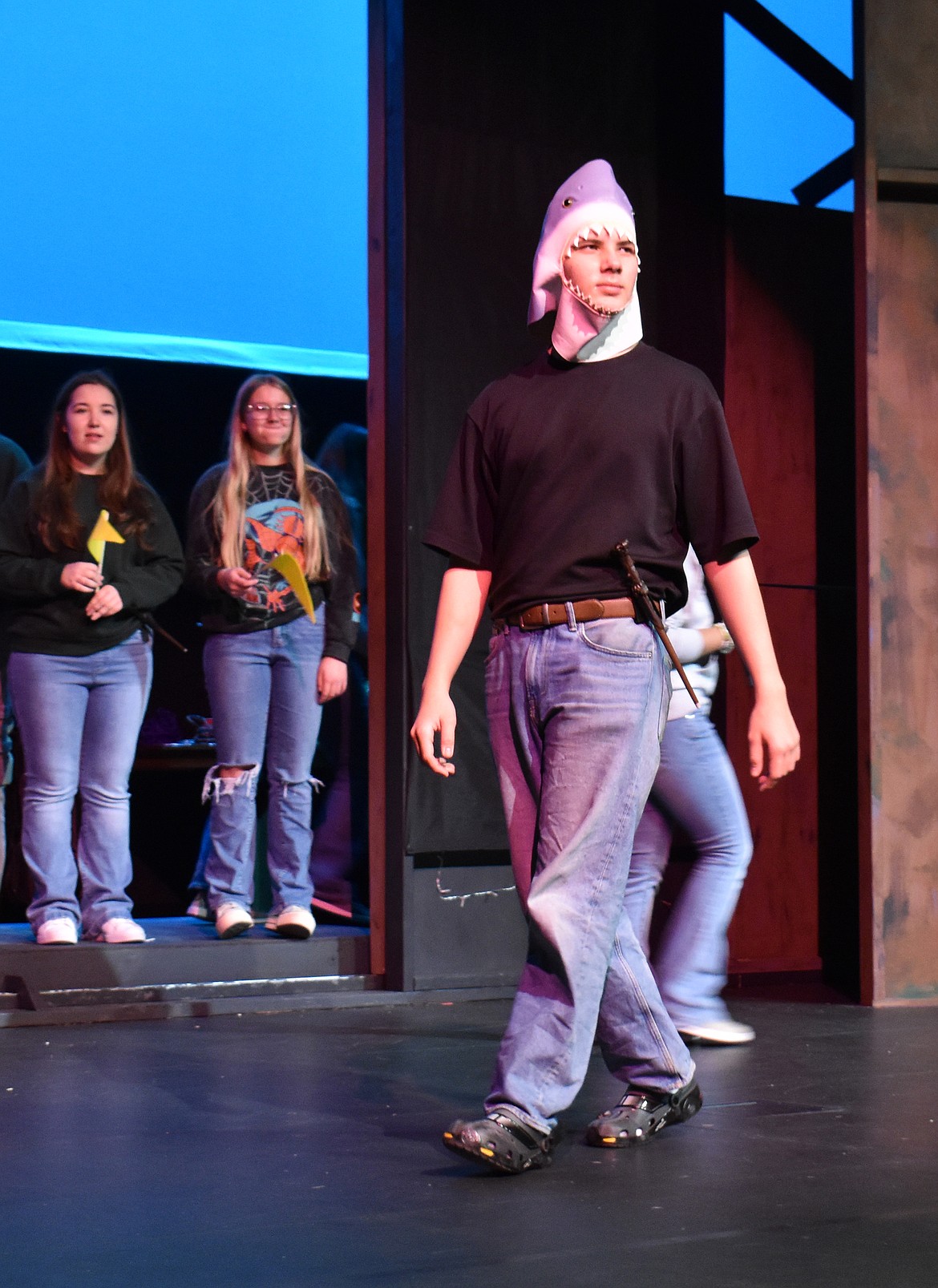 Viktor, one of six characters played by Owen Yeates, enters the wizarding tournament in “Puffs.”