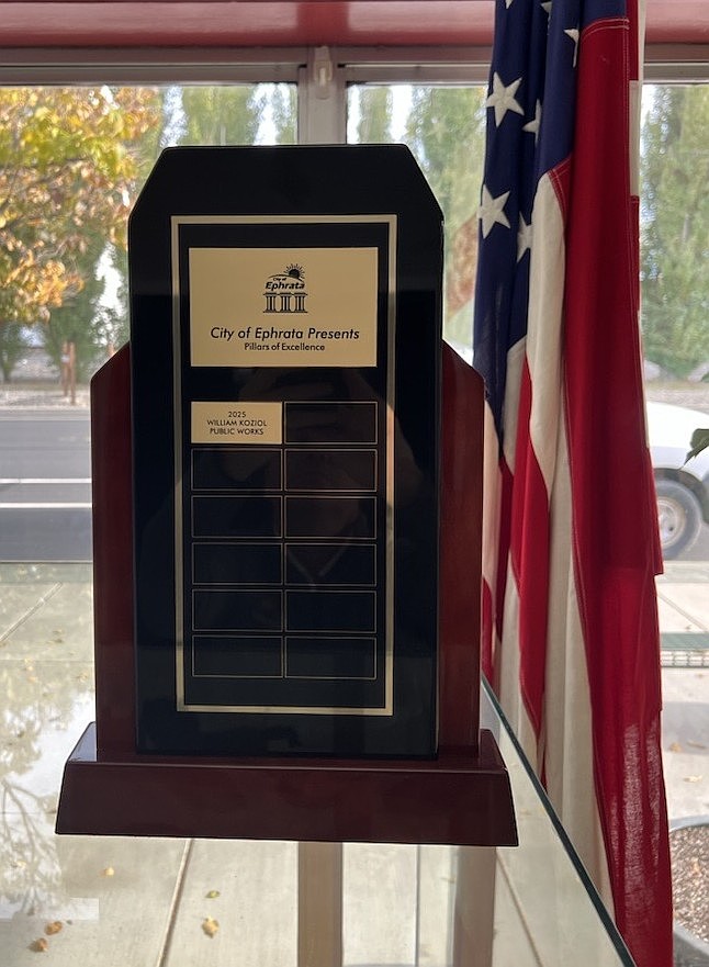 Public Works Employee Will Koziol is the first to receive the City of Ephrata’s Pillars of Excellence Award.
