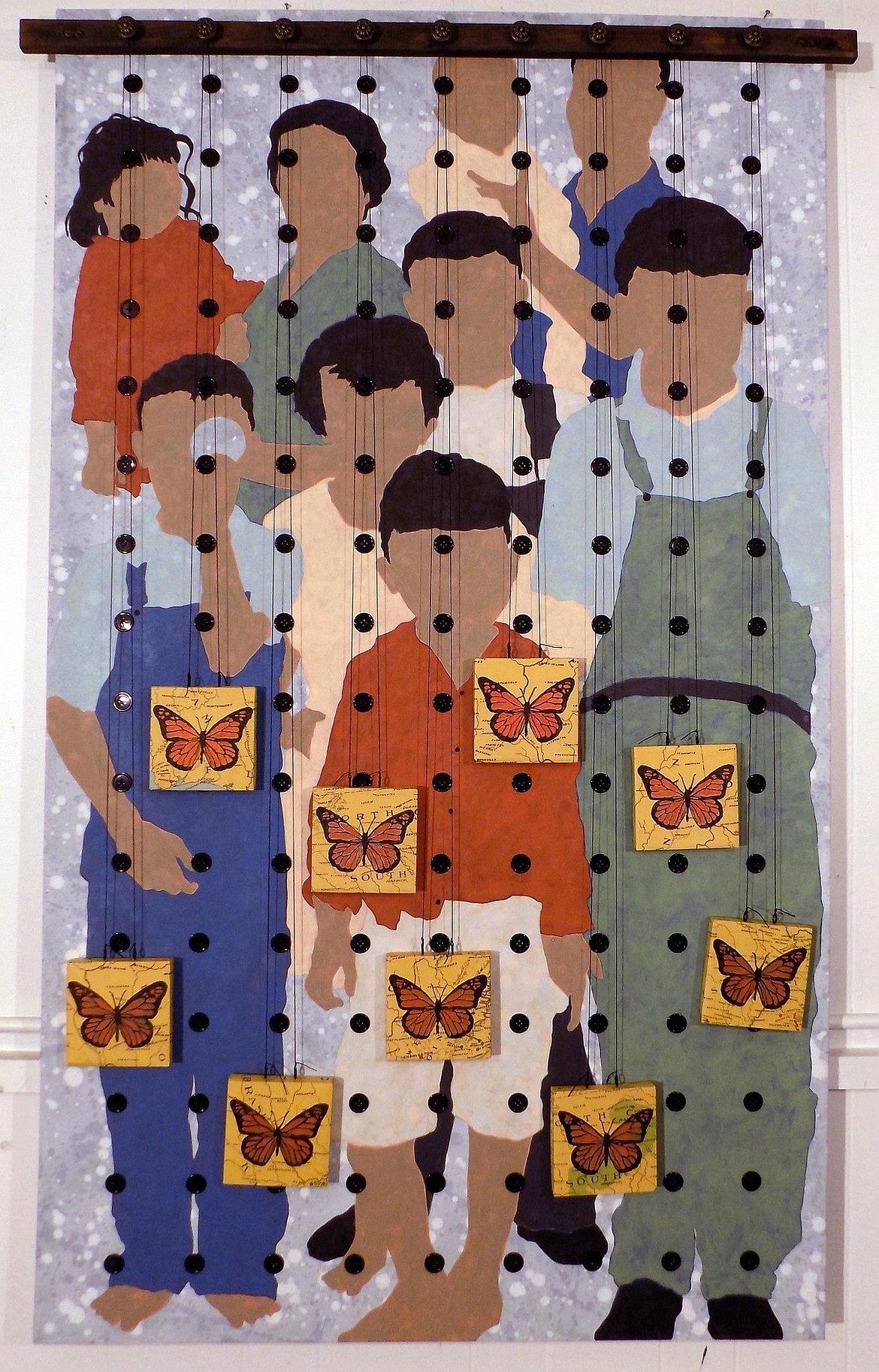 Michael Dinning'S "Migrants," an acrylic on canvas and mixed media piece, is included at an upcoming art show at Central Washington University.