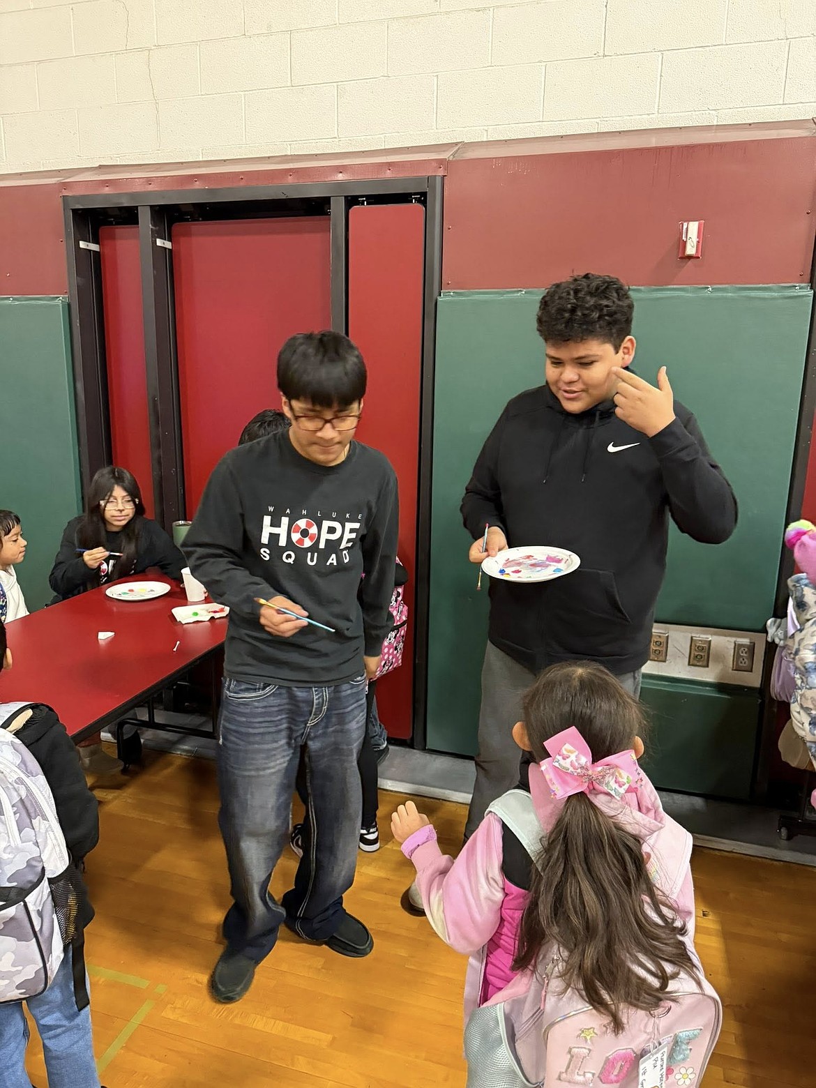 Face painting at Saddle Mountain Elementary is one of the activities provided by the Wahluke High School Hope Squad and Warriors Unidos Prevention Club, which are funded through the district’s educational programs and operations levy.