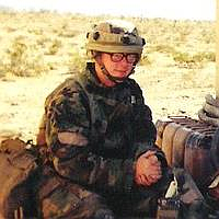 A young R. Hans Miller in 1999 at the National Training Center near Death Valley, California.