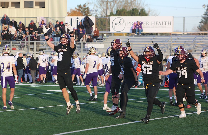 The Mavericks celebrate after securing a 49-35 win at home over Issaquah to advance to the 4A state tournament. The Mavericks’ Theo Kalasountas came up with an interception late in the fourth that led to a game sealing touchdown.