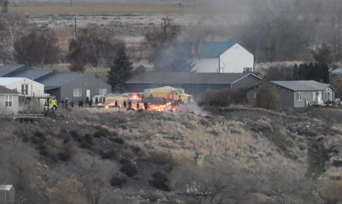 A live burn Saturday on a donated structure gave Grant County Fire District 5 and Moses Lake firefighters a chance to train together.