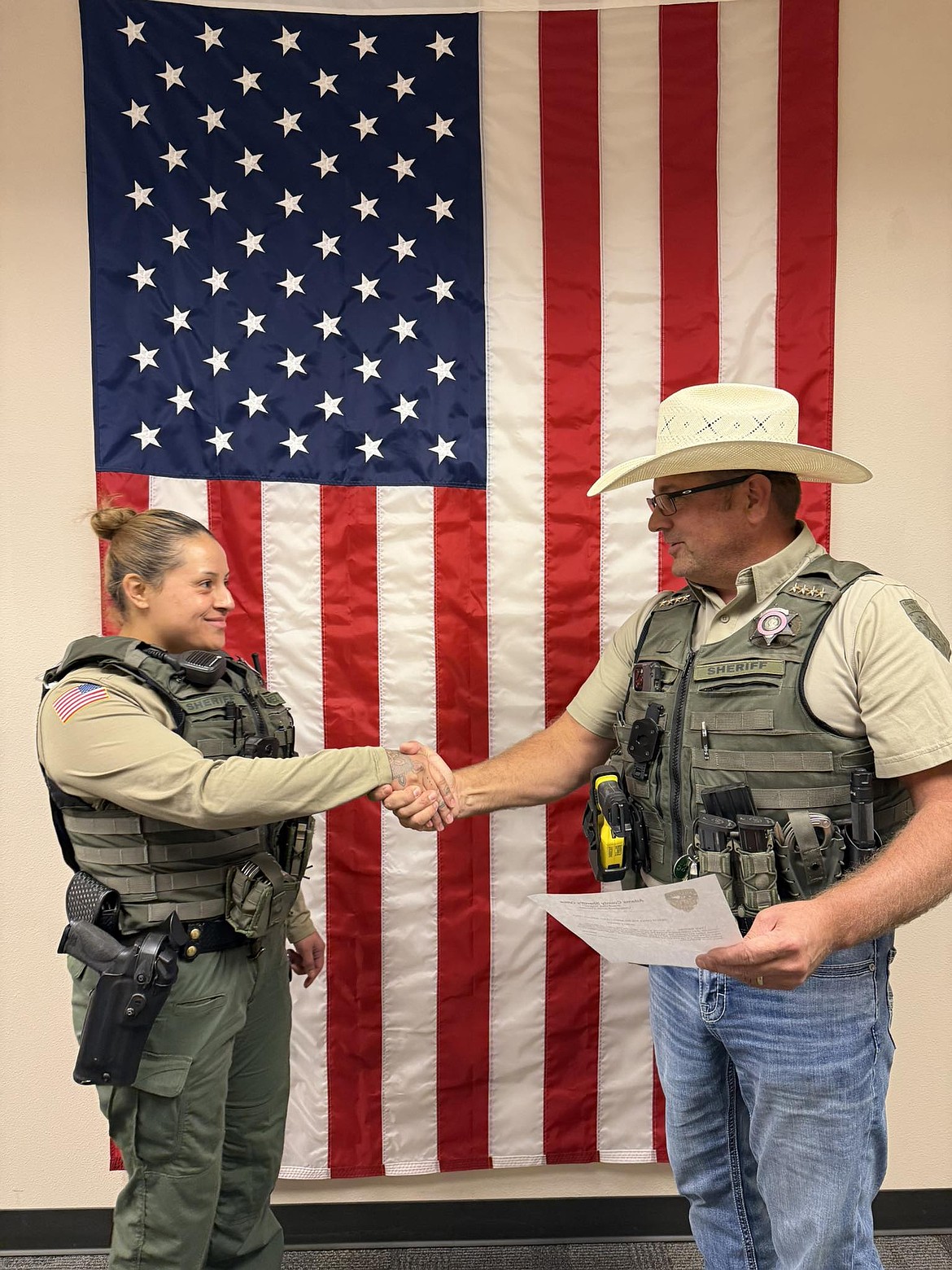 The Adams County Sheriff’s Office Corrections Deputy Cindy Ramirez received the Oath of Office from Sheriff Dale Wagner in October.