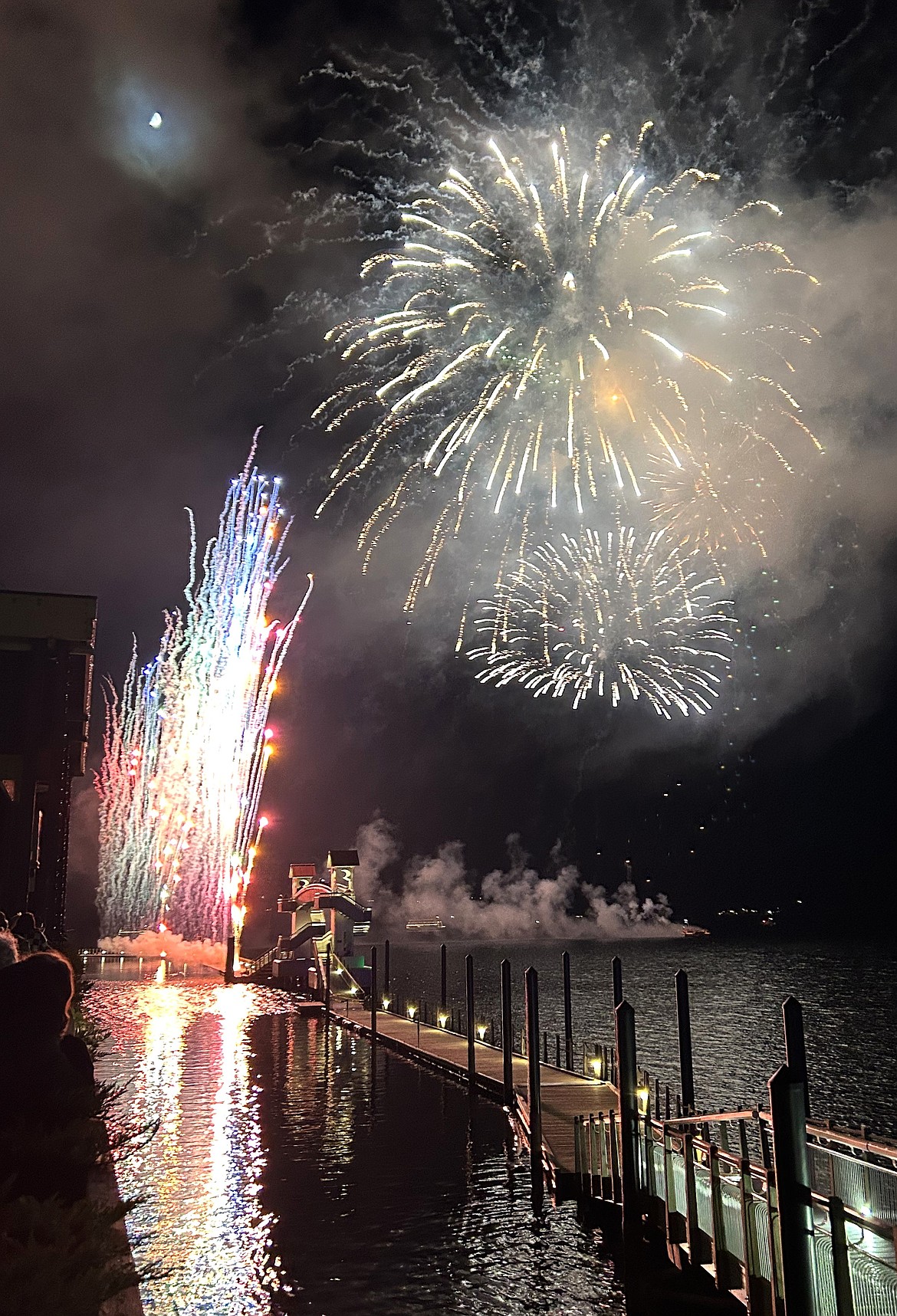 Fireworks fill the sky over Lake Coeur d'Alene on Friday.