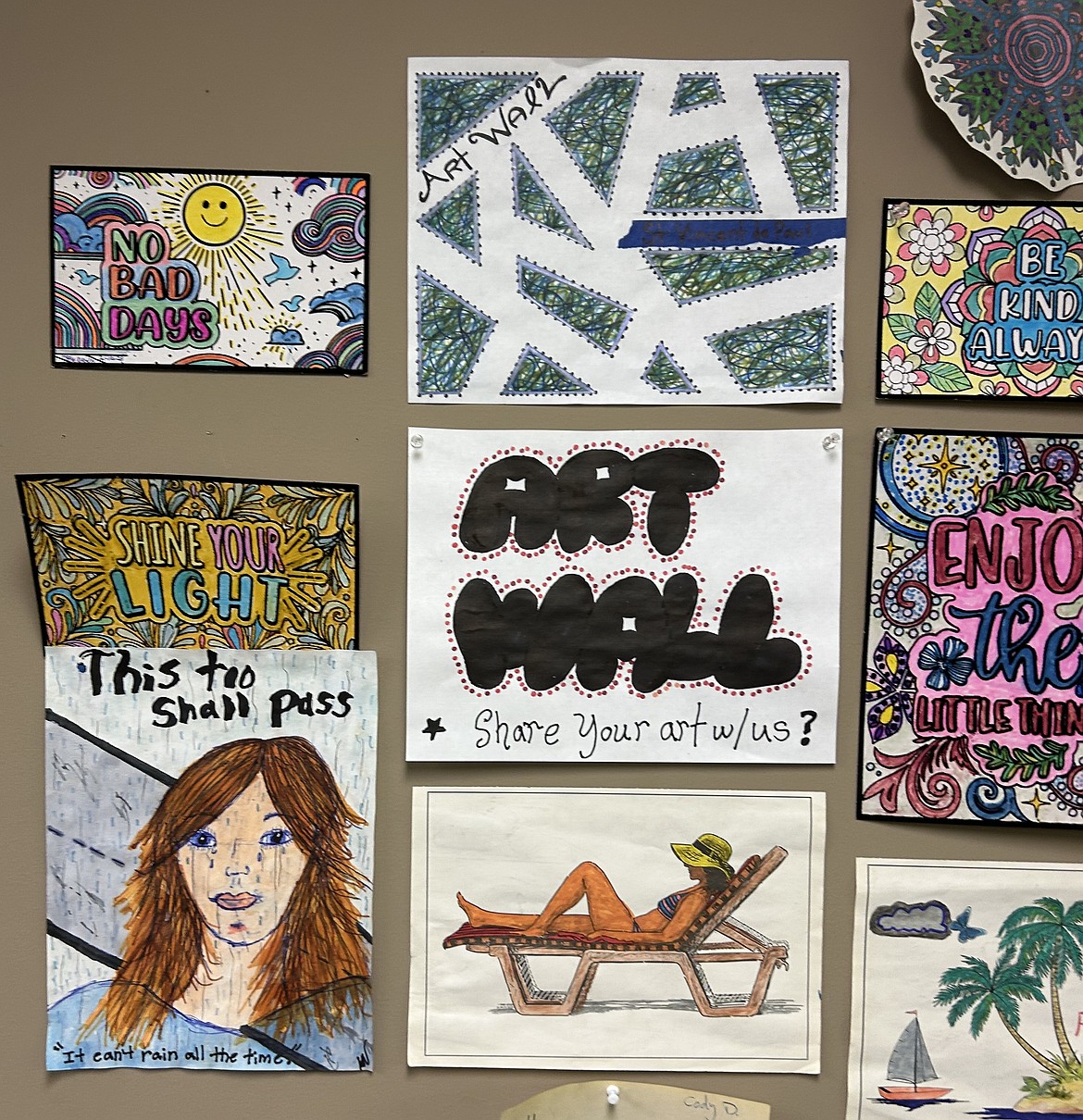 An art wall at the St. Vincent de Paul North Idaho warming center displays the talents of the shelter's guests.