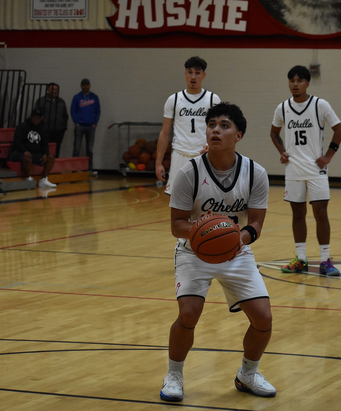 Kingston Valdez, an OHS senior, prepares to add onto the scoreboard with a pair of free throws during the game against Connell.