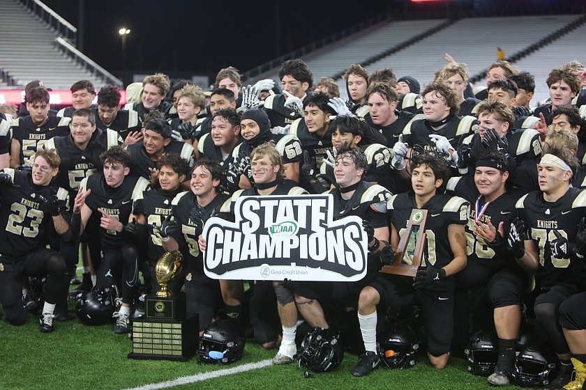The Royal Knights celebrate after winning their sixth straight 1A state football championship. They overcame the Cashmere Bulldogs 21-20 in a thriller to secure the championship win.