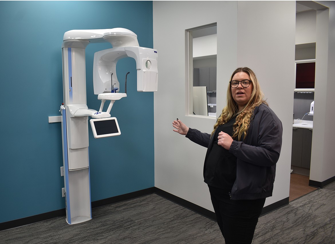 Skyview Dental Assistant Veronica Welker shows some of the new clinic’s state-of-the-art equipment