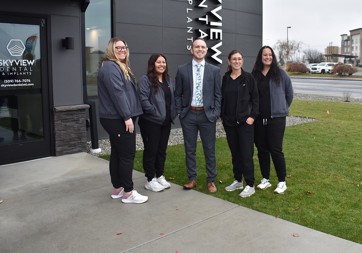 Dr. Calvin Despain with a few of the 12 staff members at Skyview Dental. From left: Veronica Welker, Esmie Tercero, Despain, Jaime Adams and Melissa Garland-Koon.