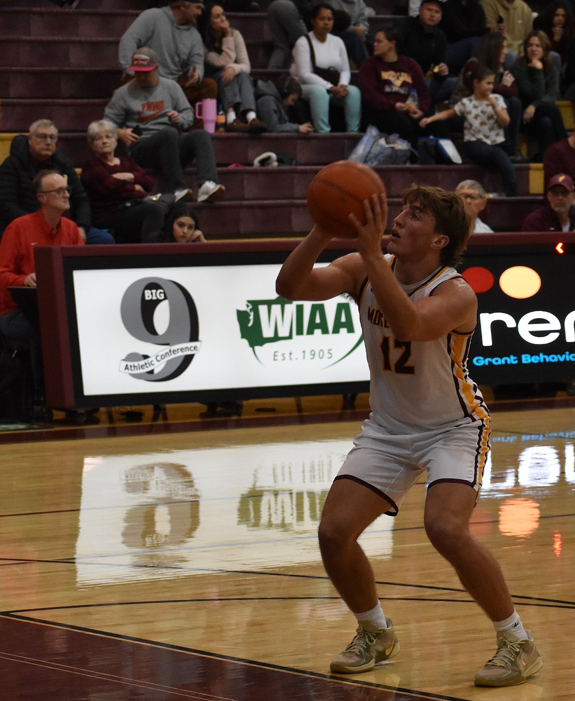 Junior Tag Rathbun from Moses Lake shoots a free throw following a foul during the first quarter against Ferris.