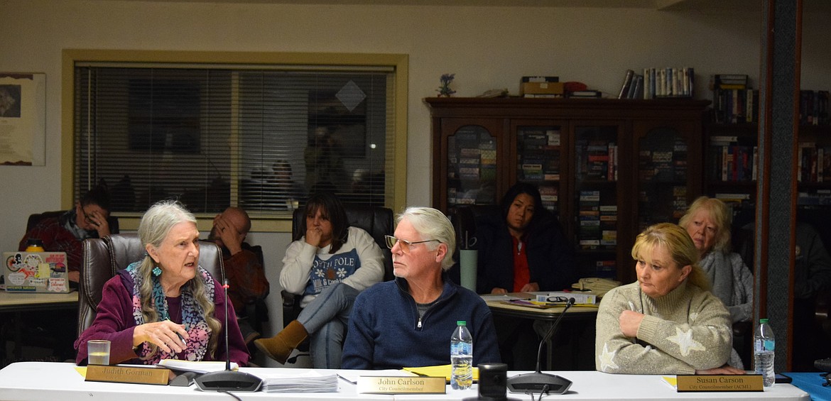 The Soap Lake City Council voted to hire a second attorney, spending up to $70,000 and freezing hiring until the next council meeting. Council member Judith Gorman, left, voted no on both matters. Council members John Carlson, middle, and Susan Carson, right, voted in favor.