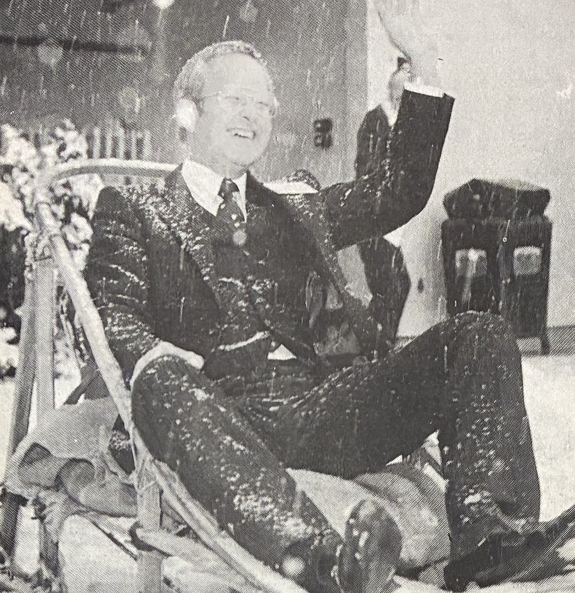 Lt. Gov. Phil Batt braces for a long ride to Boise in 1980.