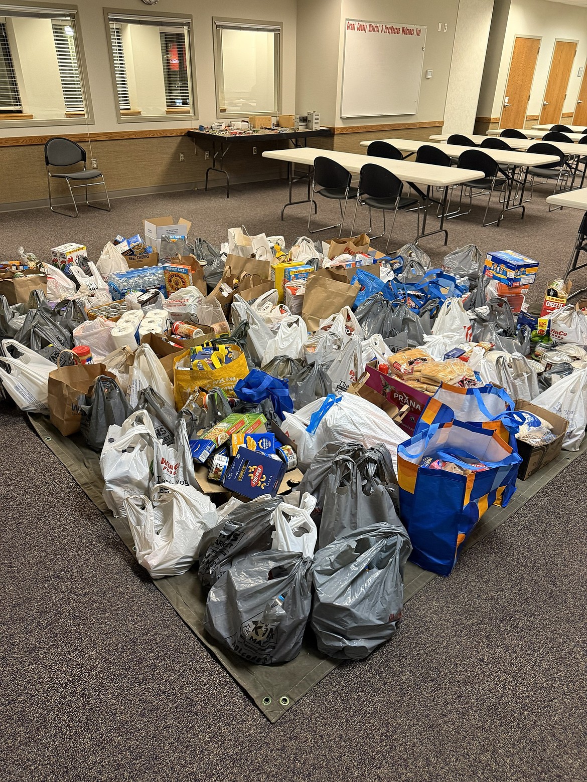Although Grant County Fire District 3 was able to raise nearly 1,600 pounds of food for the Quincy Community Food Bank, there are still needs including box dinners, pasta, rice, shampoo and toilet paper.