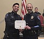 Ephrata Police Department Chief Erik Koch, right, welcomes …