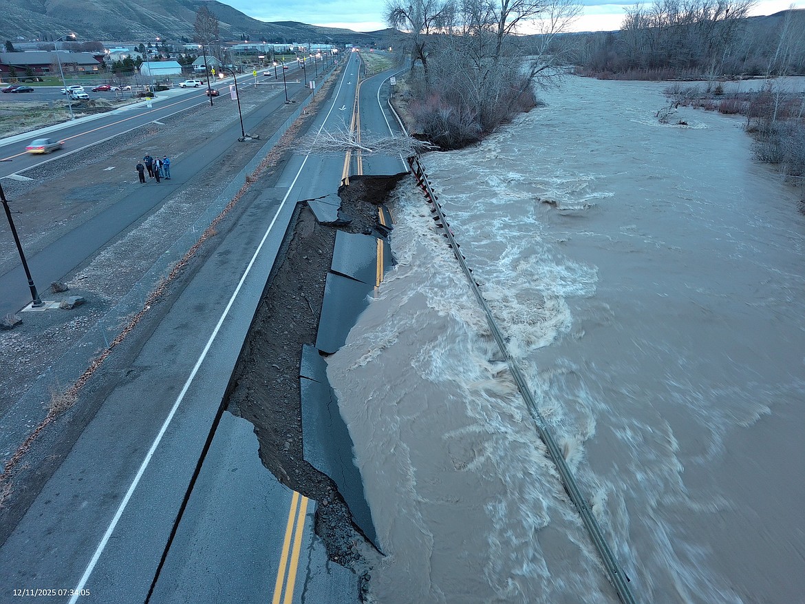 Naches River flooding caused major damage to US 12 near Naches last week.