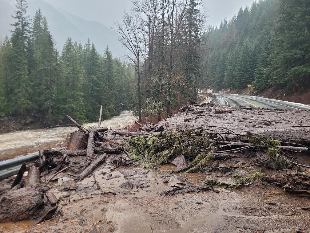 Heavy rains and melting snow closed a section of US 2 west of Leavenworth, and the road will remain closed through Monday.