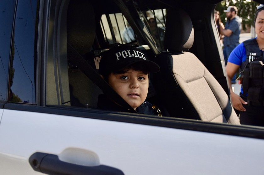 Adam Torres, 6, Quincy Police Department’s “Chief for the Year” made an appearance at the Farmers Awareness Day. He said his goal as the chief was to make “Mr. Trujillo catch bad guys.”