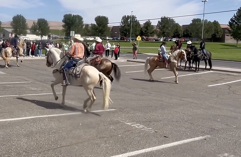 Dancing horses greet Wahluke Junior High School students on the first day of school in 2024. WJHS was honored with the Culture Kickoff Award for its start to the school year then, and again for this year’s awards.