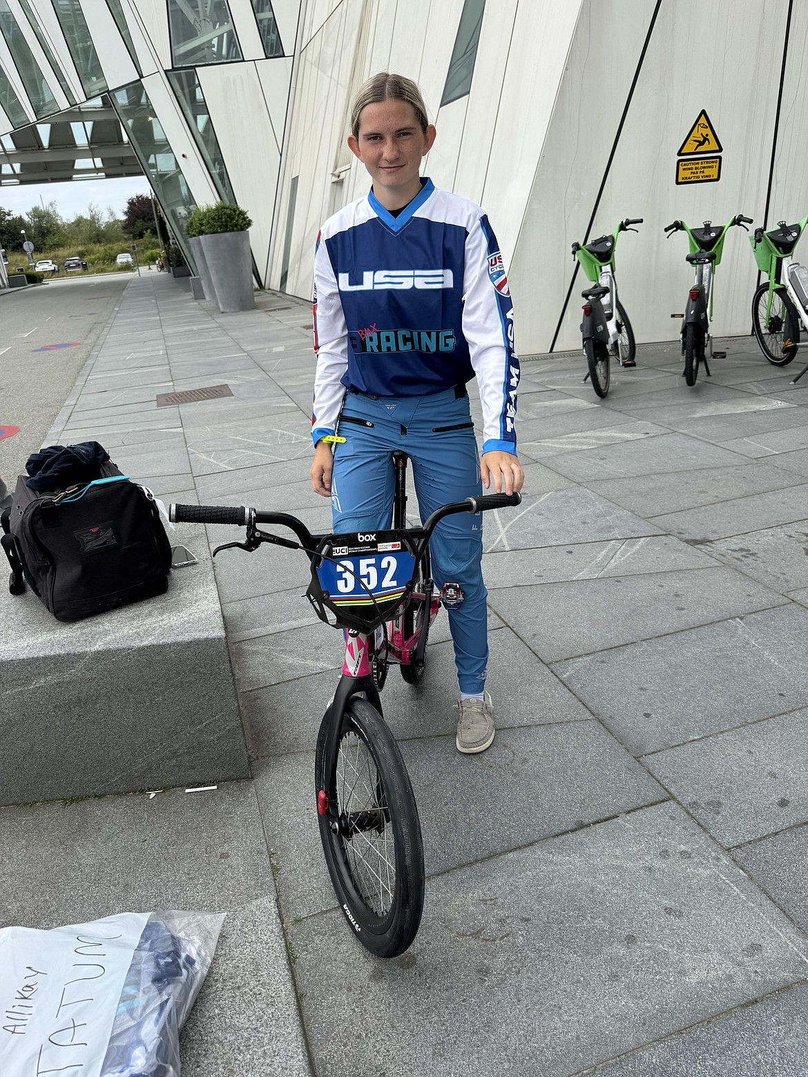 Local BMX rider, Alli Kay Tatum, before one of her races at the UI BMX World Championships. Moses Lake BMX President Jeff Niehenke said the girls had a strong showing in BMX this year.