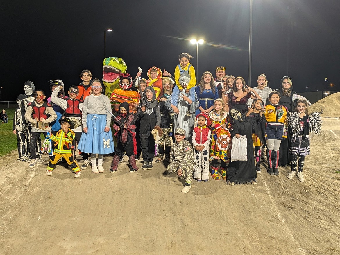 Moses Lake BMX riders gather for a photo following their Halloween event towards the end of the season. The events held during the last few months of the season allowed for spectators to fully experience the upgrades made to the facility.