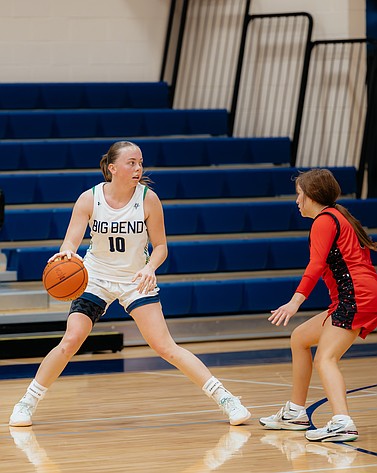 Vikings freshman Claire Cox works to outmaneuver her opponent during a previous game this season.