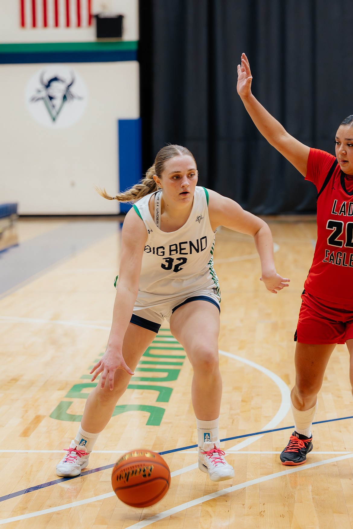 Big Bend’s Mallory Henrie rushes past a defender during a home game earlier this season.