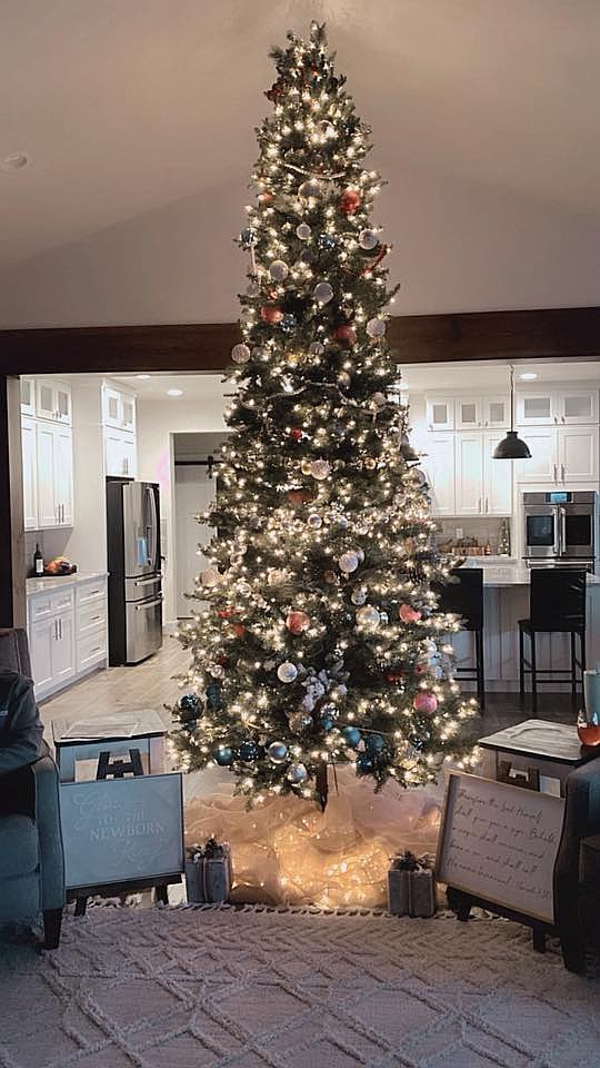 Pam Lawley Nordin submitted a photo of her family’s very tall and beautifully decorated Christmas tree which very nearly reaches the vaulted ceiling in her family’s living room.