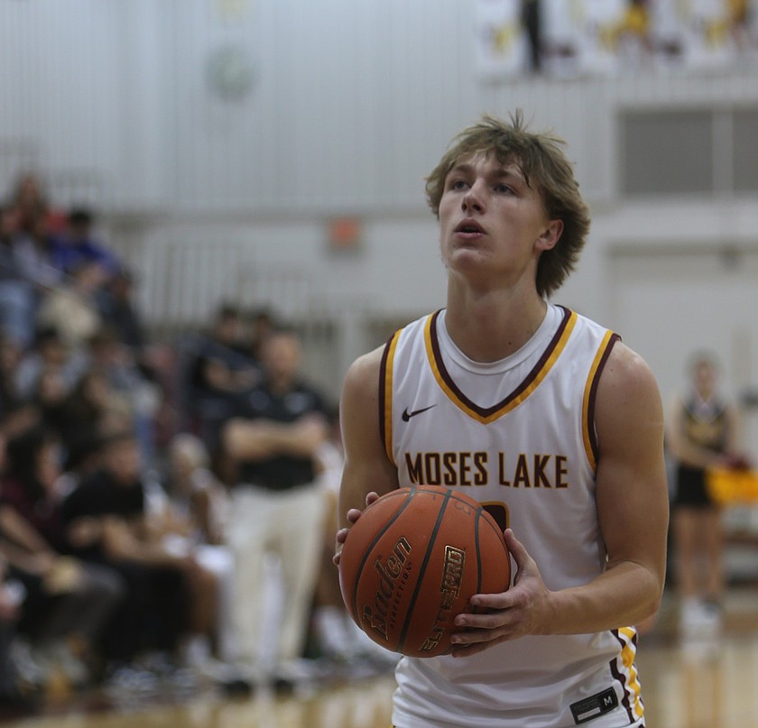 Brady Jay (2) prepares to take a free throw shot against the Ridgeline Falcons. Jay surpassed 1,000 career points in the Mavericks' 74-53 win over Ridgeline.