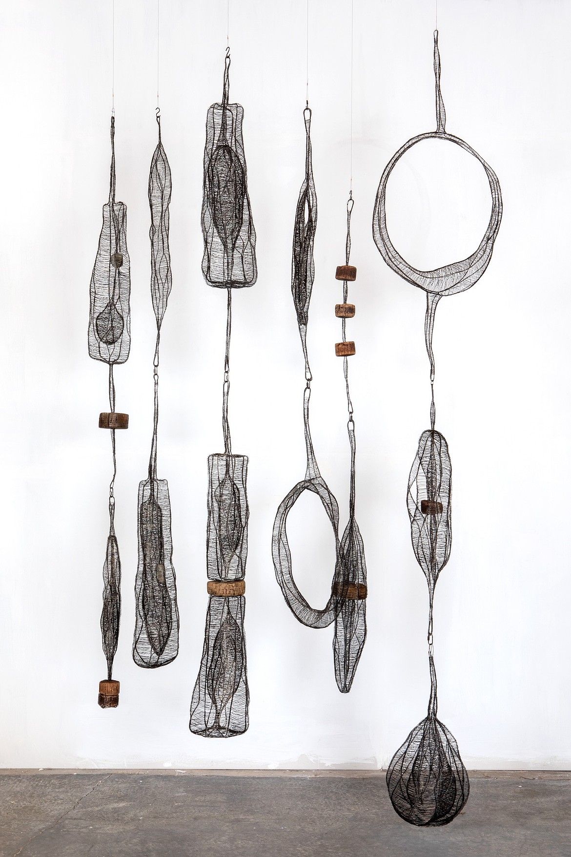 Leah Gerrard's "Longline," made from steel wire, glass, wood and cork floats, is part of the "Ferrous" exhibit at CWU this month.