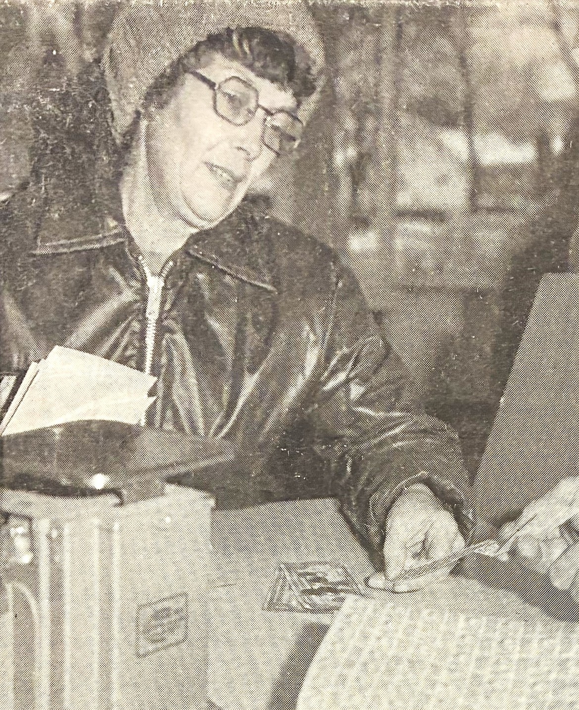 Sally Pierce is among the hordes of stamp buyers in 1976.