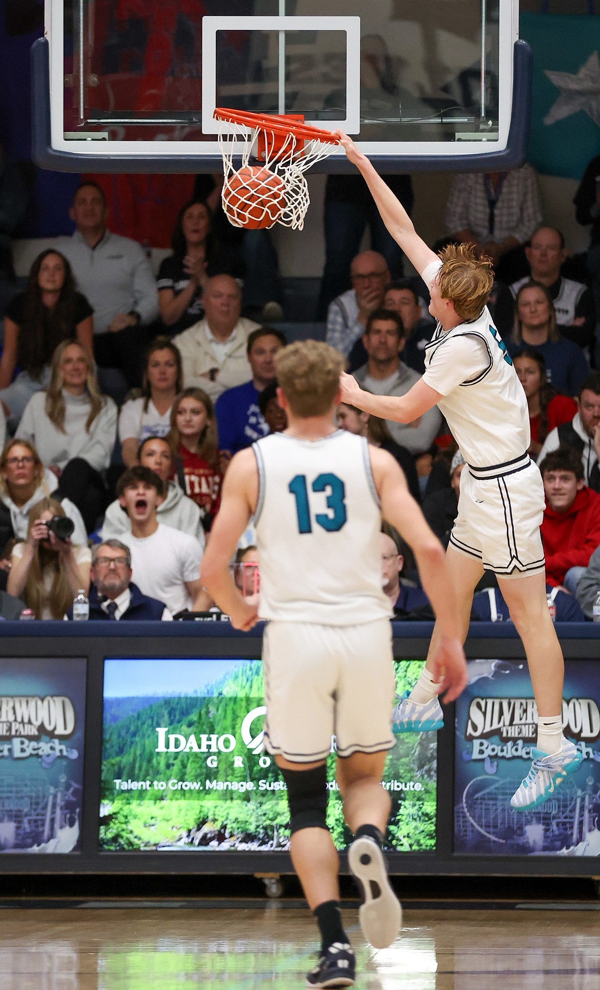 JASON DUCHOW PHOTOGRAPHY
Lake City junior Jordan Carlson slams the ball through the basket during the second half of Friday's Fight for the Fish spirit game against Coeur d'Alene at Lake City High.