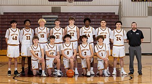 The Moses Lake Mavericks junior varsity team. The Mavericks have started the season 12-0 after defeating the West Valley Rams JV squad 55-46.