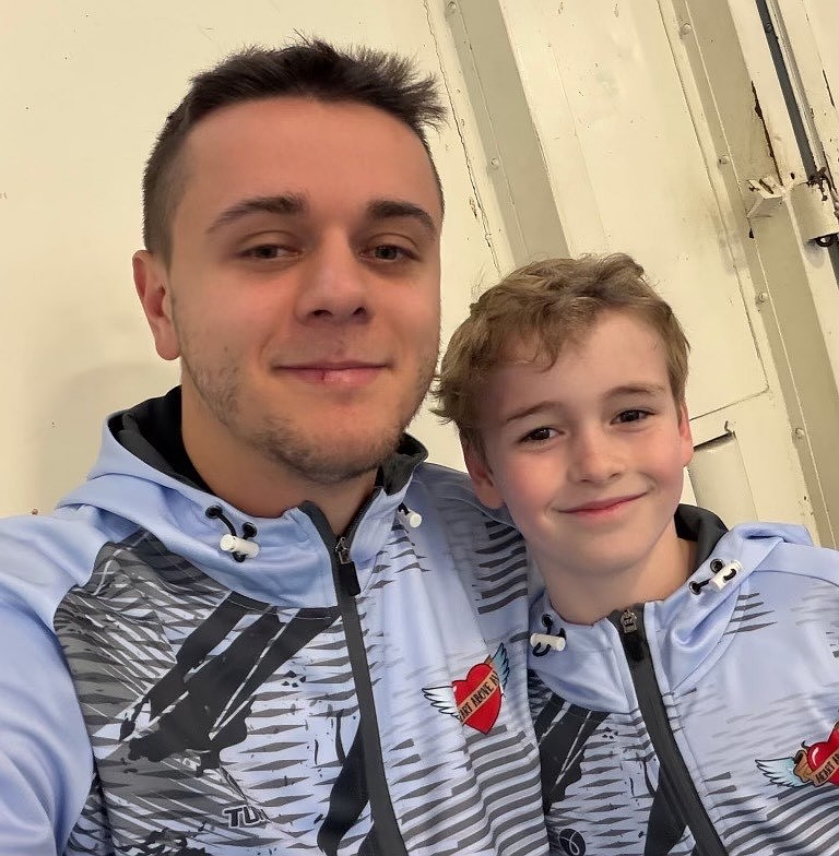 Courtesy photo
Avant Coeur Level 5 Jakob Clinton, right, with coach John Malstrom at the Washington Open in Seattle.
