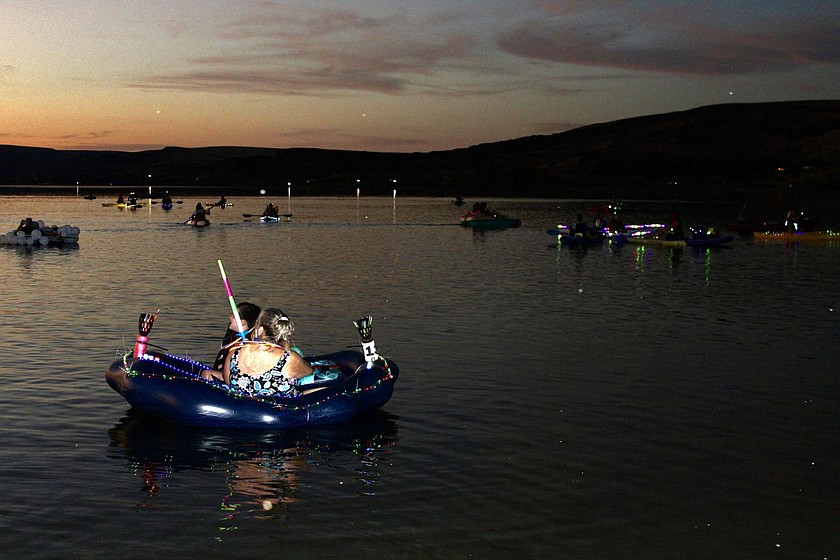 Lights and glow sticks illuminate Soap Lake during last year’s Moonlight Paddle. The Soap Lake Chamber of Commerce will once again host the Moonlight Paddle in August this year.