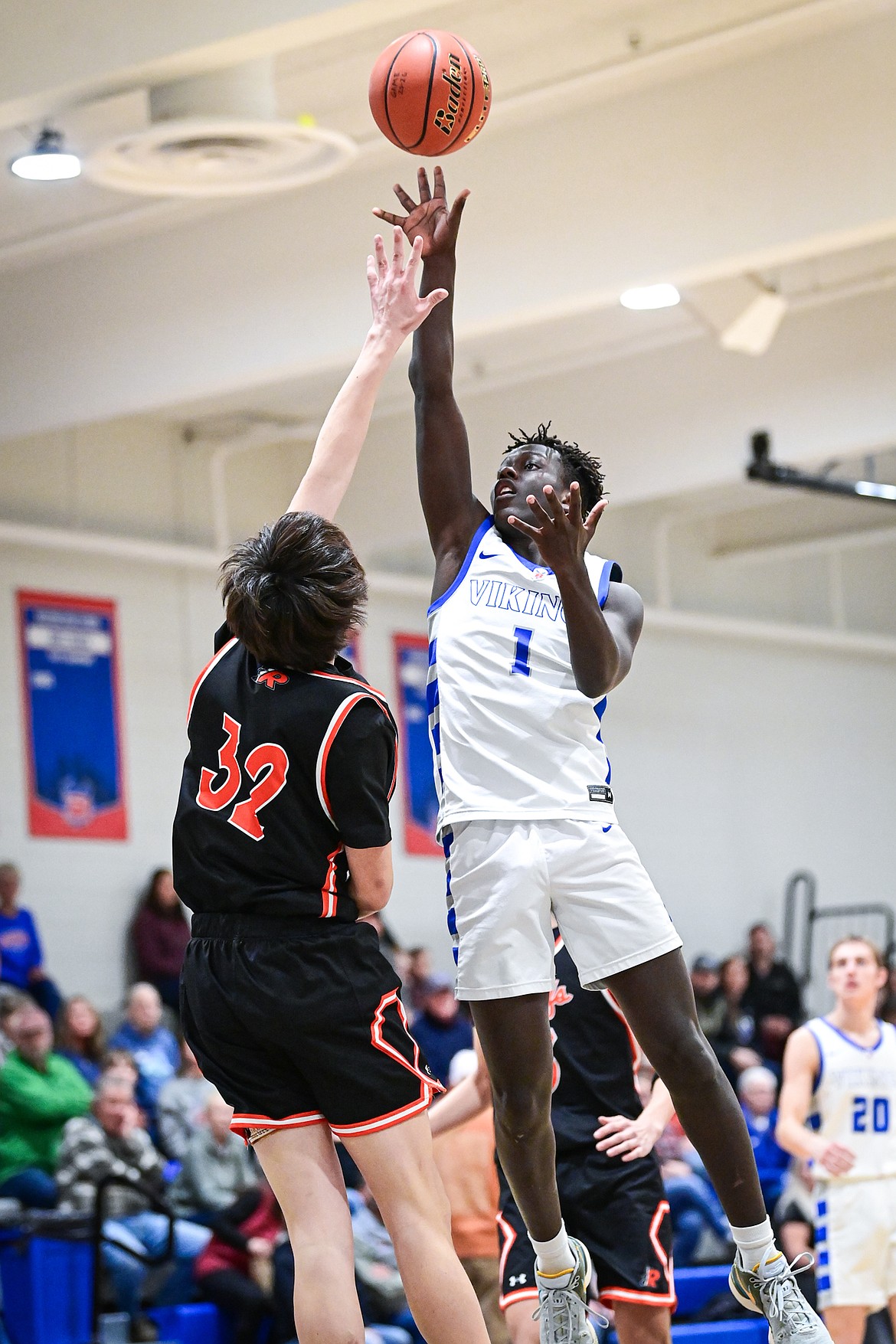 Bigfork's Tamret Savik (1) drives to the basket in the first half against Ronan at Bigfork High School on Tuesday, Jan. 20. (Casey Kreider/Daily Inter Lake)