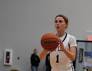 Amelia Shopbell, Lions junior, shoots a free throw during Tuesday’s matchup against La Salle. Shopbell said this was a good game to get the team back in the right groove after some tough losses.