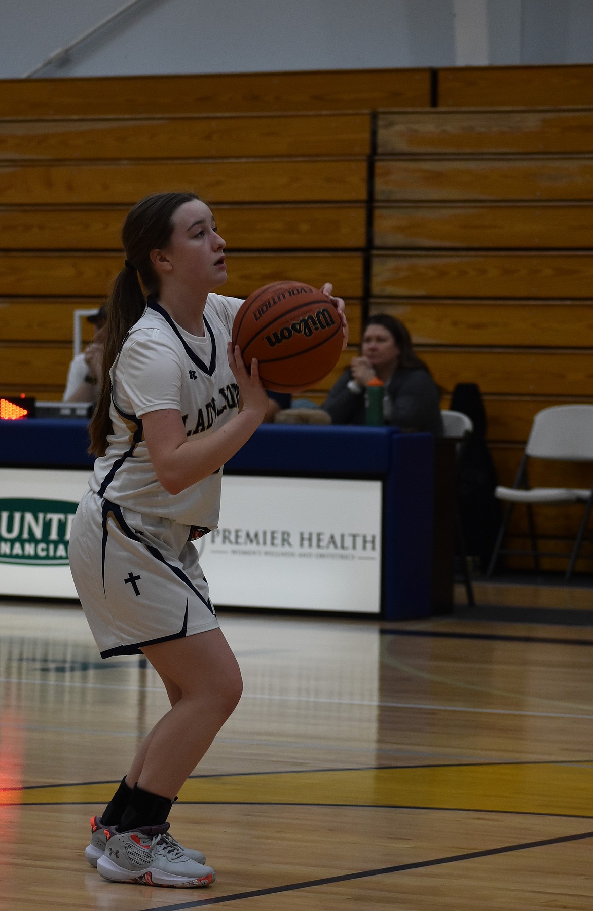 Vesta Koethke, an MLCA/CCS sophomore, shoots a free throw toward the end of the fourth quarter against La Salle Tuesday evening.