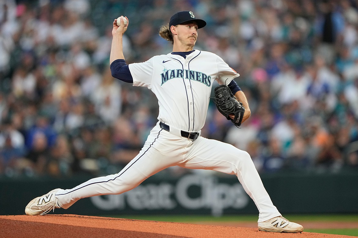 FILE - Seattle Mariners starting pitcher Bryce Miller throws during the first inning of a baseball game against the Colorado Rockies, Sept. 23, 2025, in Seattle.