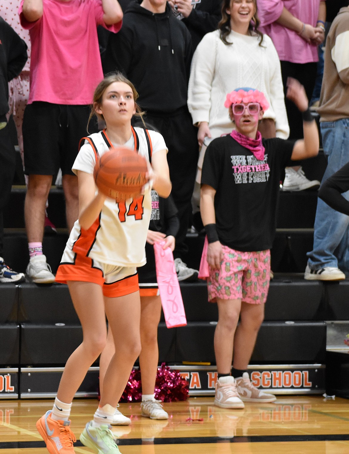 Jillian Linehan, a sophomore from Ephrata, shoots from the three-point line during the final quarter against Othello.