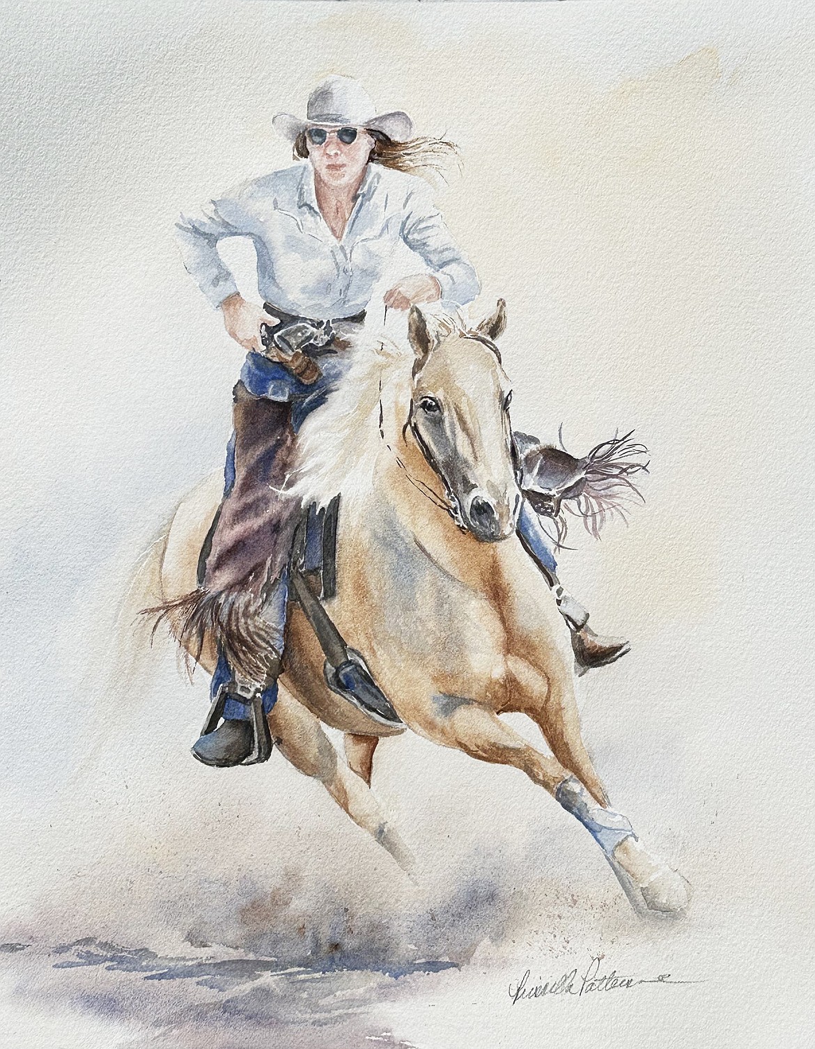 "Quick Draw," watercolor, by Priscilla Patterson.