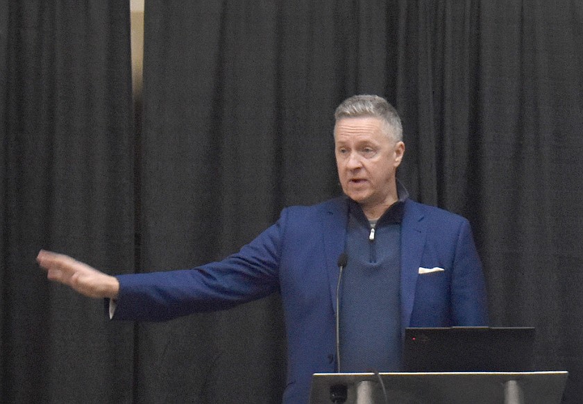 National Potato Council CEO Kam Quarles updates attendees at the Washington-Oregon Potato Conference Wednesday about political developments that affect growers.