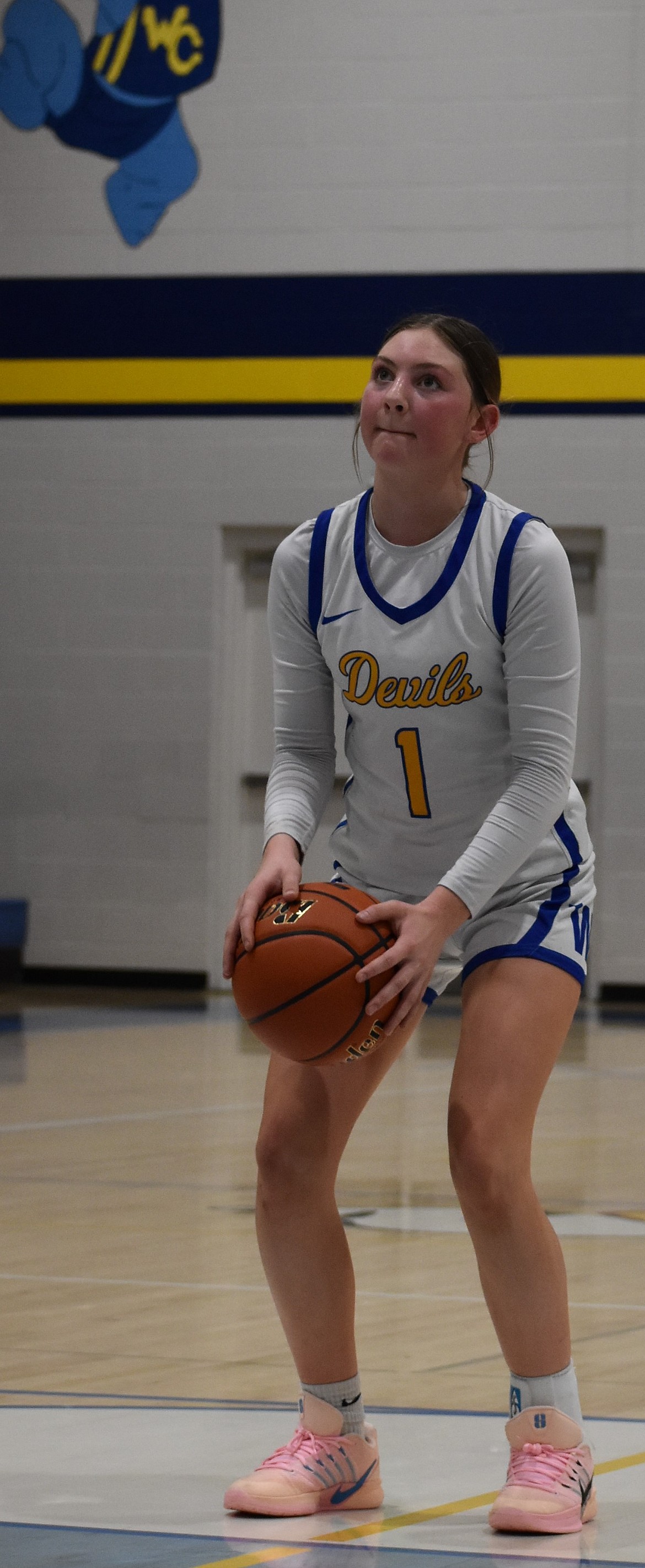 Wilson Creek freshman Reece Voss aims to make a free throw during Thursday evening’s game.