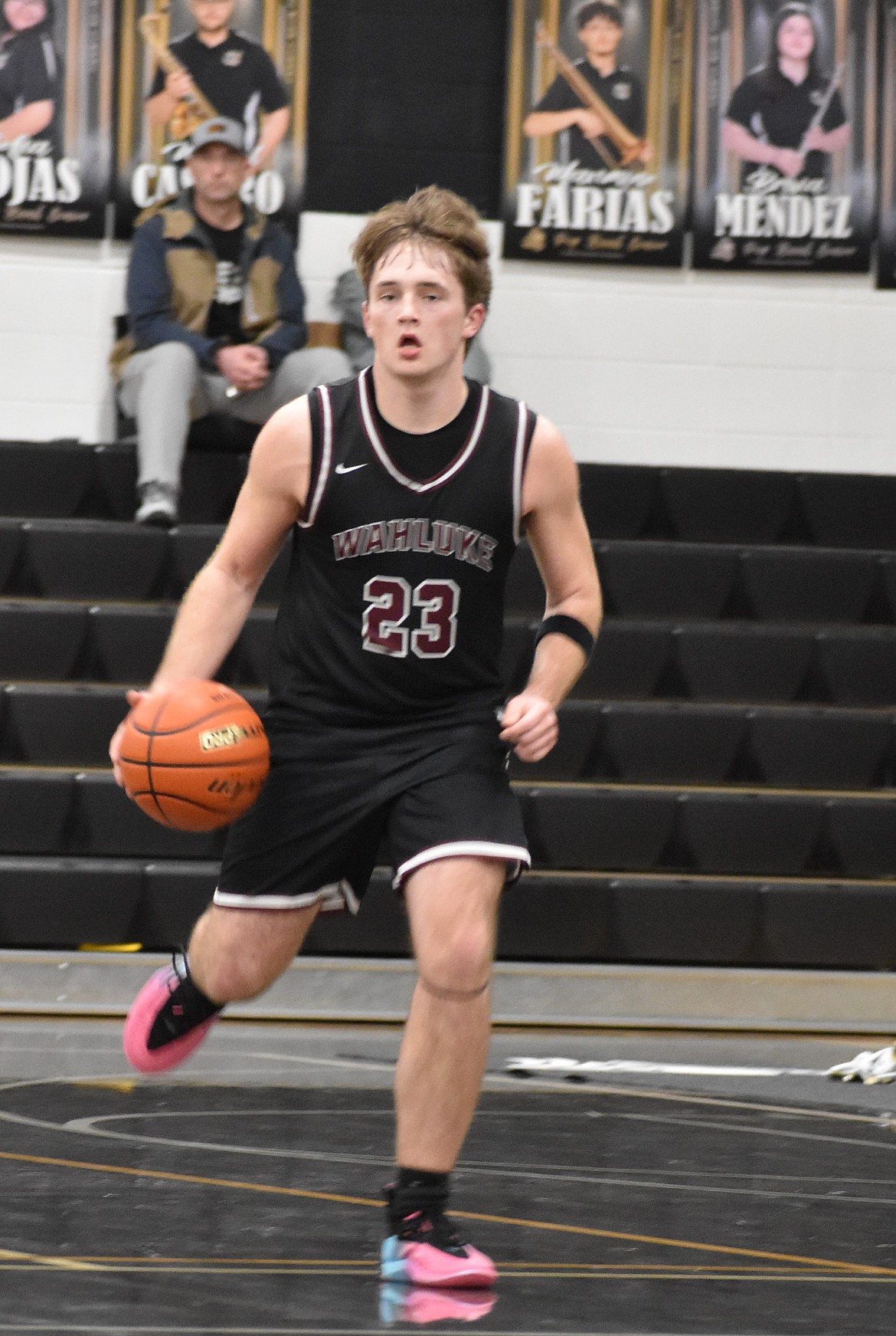 Senior Keaton Zirker from the Warriors quickly moves down the court to make a play at the hoop during Tuesday’s game against the Knights.