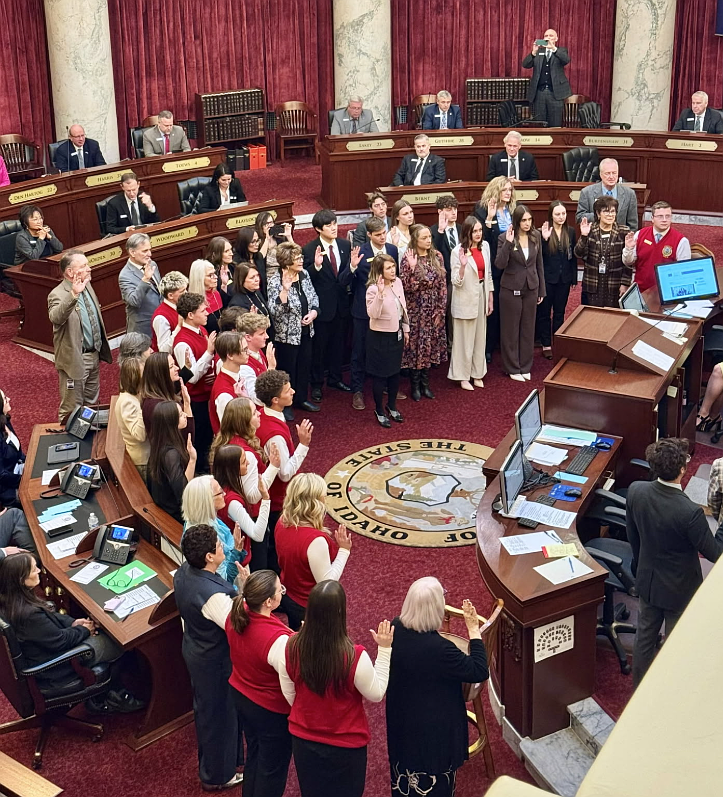 Idaho Senate pages take an oath before entering into the Idaho Senate Page Program in Boise.