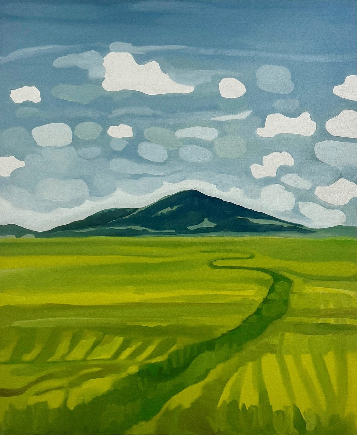 "The Cut through the Fields," oil, by Sheila Miles.