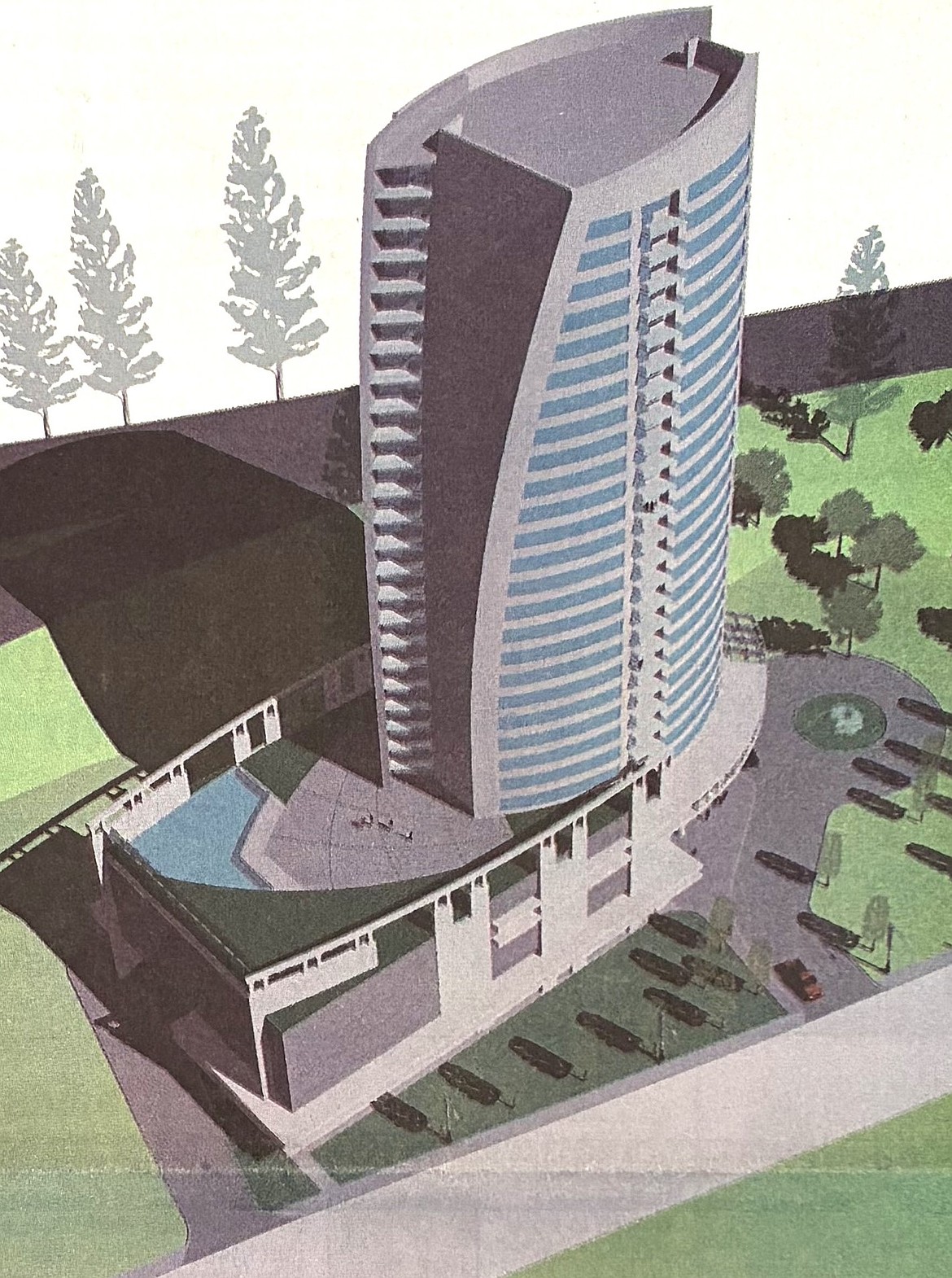 Proposed in 2006, the 25- to 30-story Fernan Tower on Coeur d’Alene Lake Drive never left the drawing board.