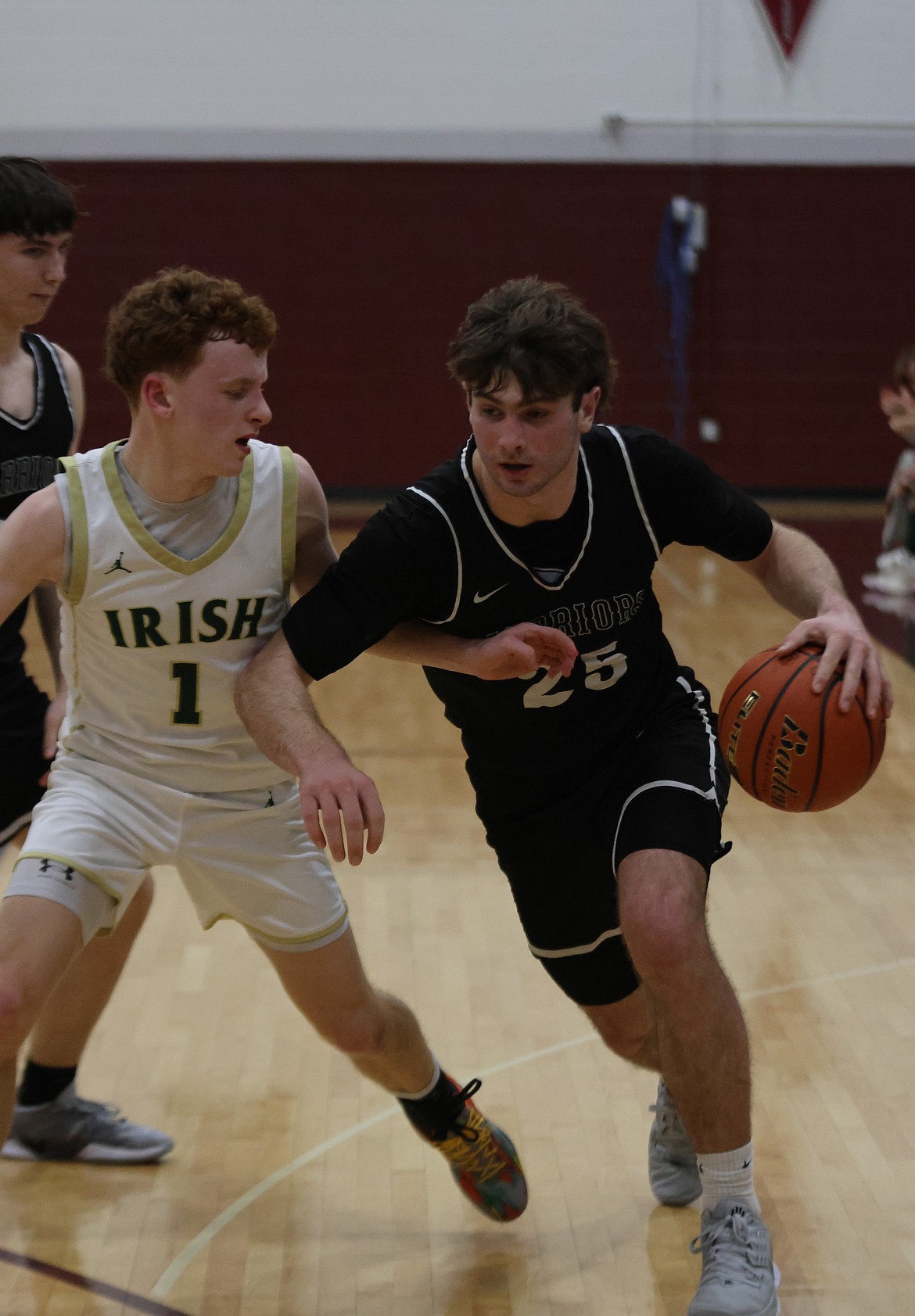 ACH's Max Grindy makes a push toward the net during the district championship game Saturday against Desales.