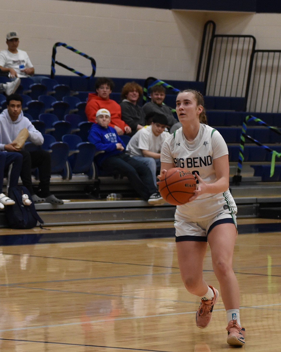 Oakley Homer prepares to shoot for three during Wednesday’s matchup against Yakima Valley. Homer earned four defensive rebounds and scored 11 points Wednesday night.