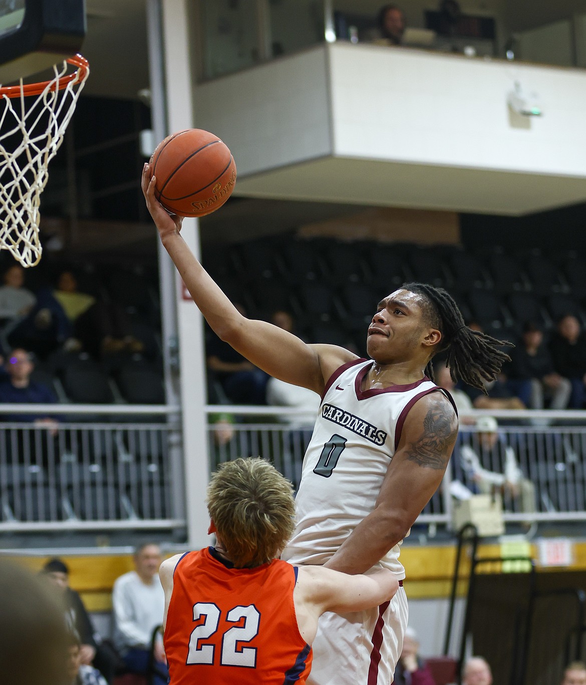 KYLE DISHAW PHOTOGRAPHY
North Idaho College sophomore forward Ne'quan Brown drives to the basket as Snow's Sean Felts defends during the second half of Thursday's Scenic West Athletic Conference game at Rolly Williams Court.